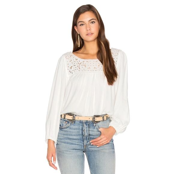 Joie NWT White Lace Peasant Blouse Cream Long Sleeved Boho Top - Picture 1 of 8